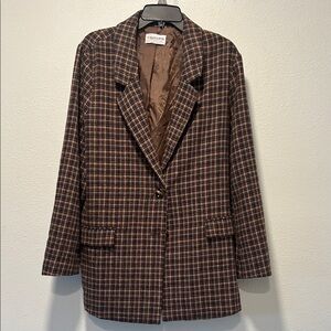 First Love Checkered Brown Blazer